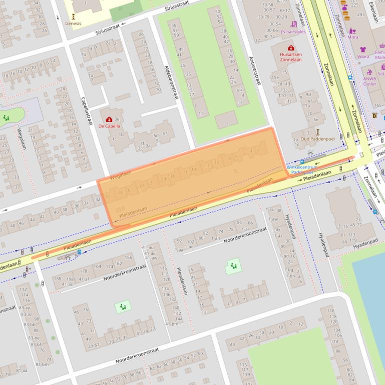 Kaart van postcodegebied 9742NC.
