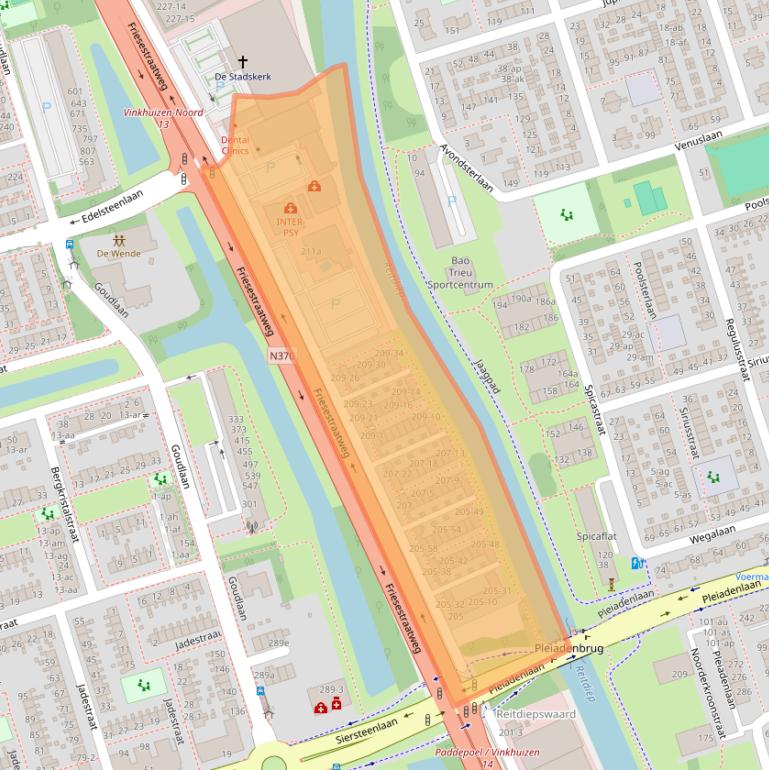 Kaart van postcodegebied 9743AD.