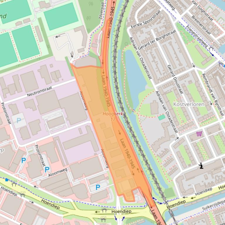 Kaart van postcodegebied 9743AJ.