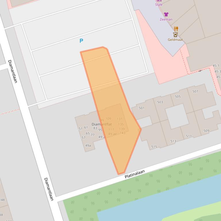 Kaart van postcodegebied 9743BC.