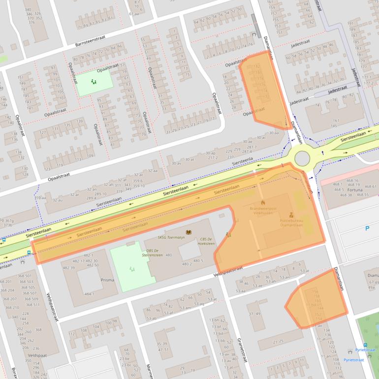 Kaart van postcodegebied 9743BK.