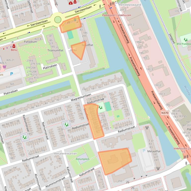 Kaart van postcodegebied 9743CA.