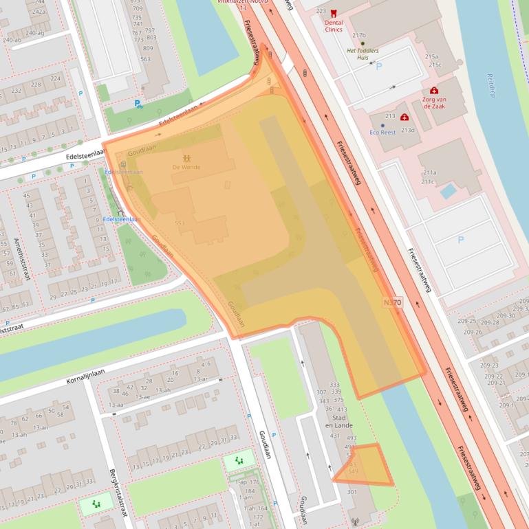 Kaart van postcodegebied 9743CP.