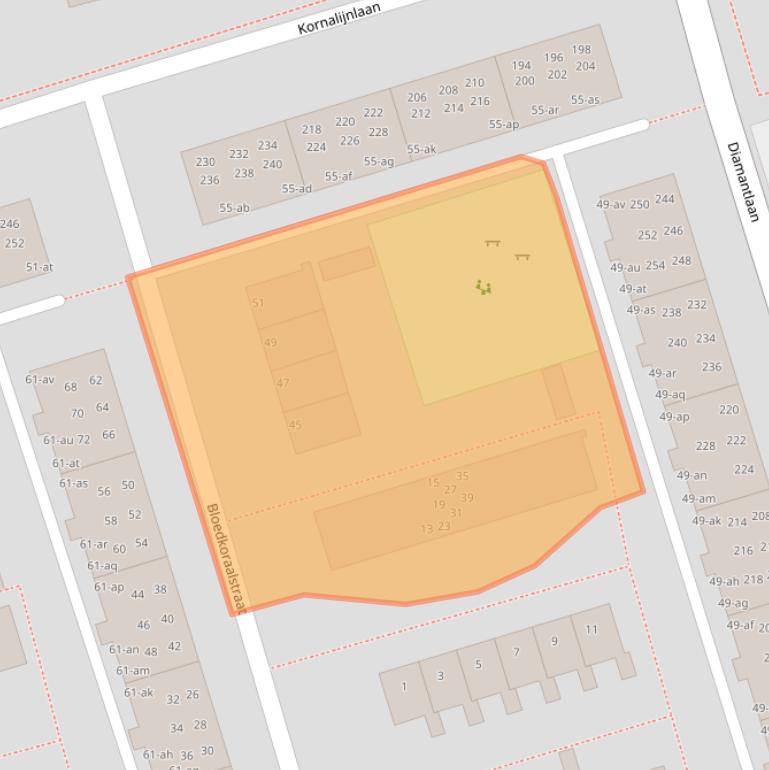 Kaart van postcodegebied 9743KB.