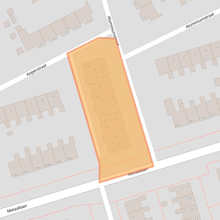 Kaart van postcodegebied 9743SE.