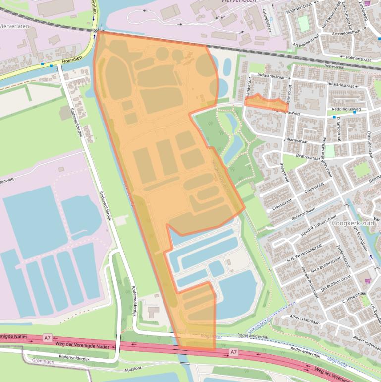 Kaart van postcodegebied 9744BK.