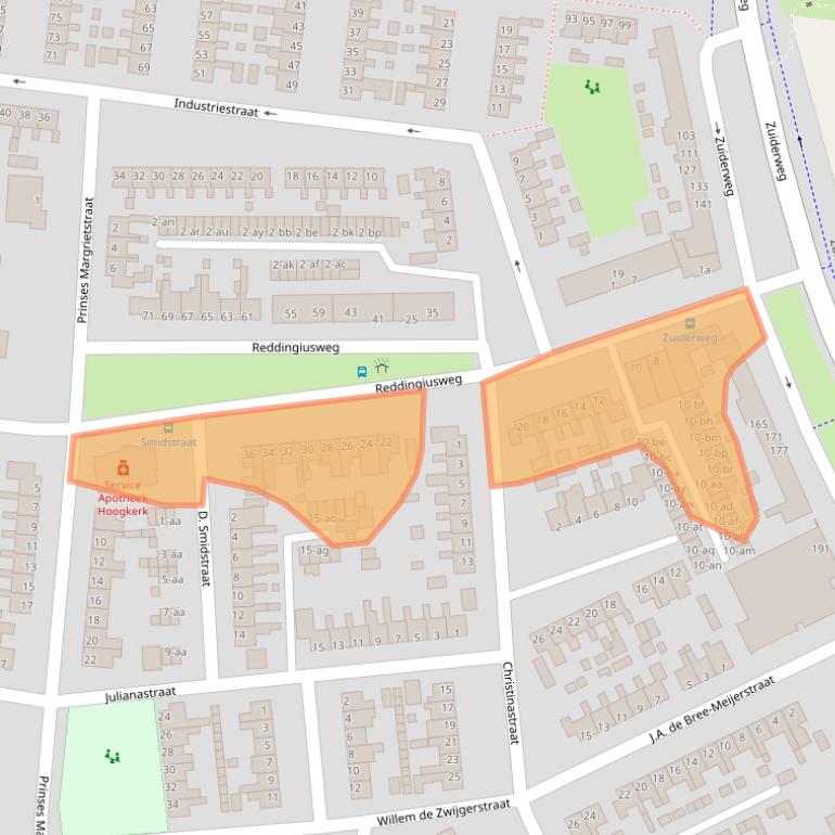 Kaart van postcodegebied 9744BL.