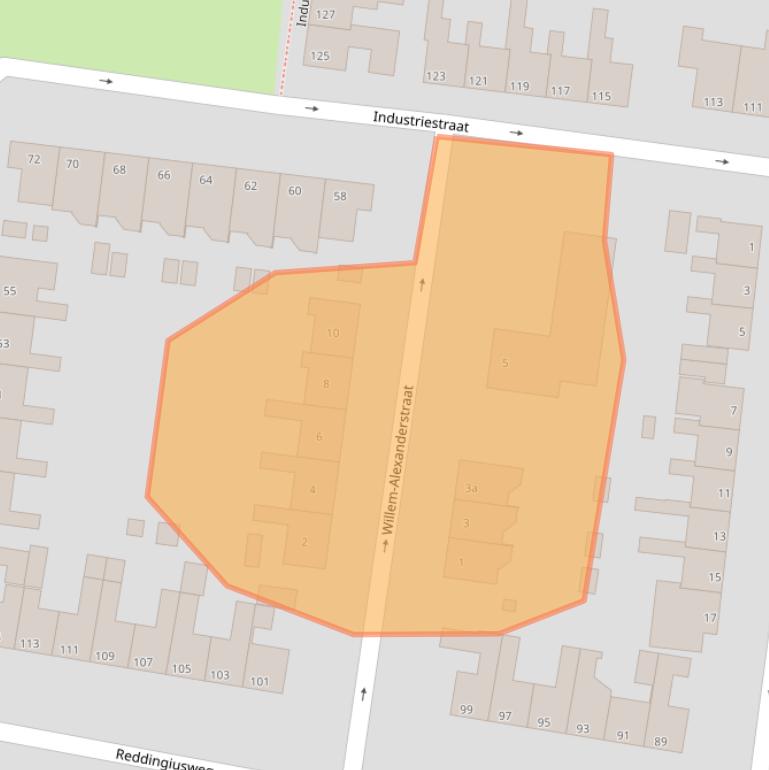 Kaart van postcodegebied 9744BX.