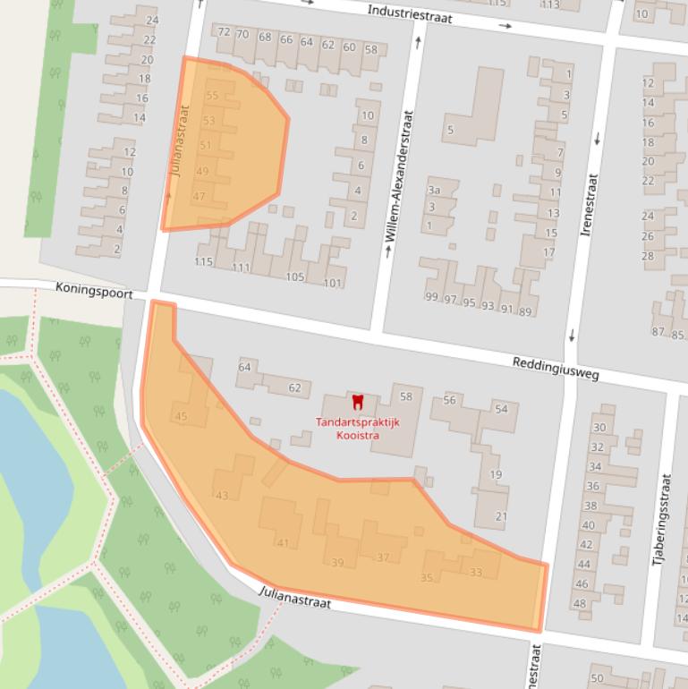 Kaart van postcodegebied 9744CB.