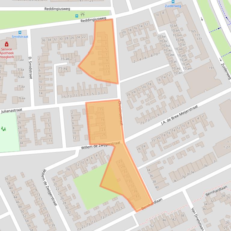 Kaart van postcodegebied 9744CG.