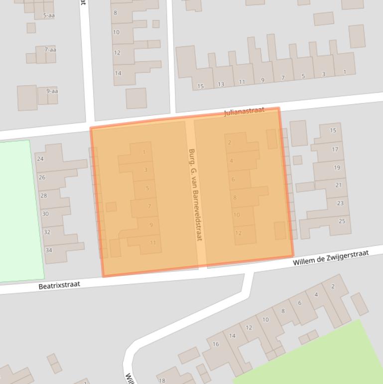 Kaart van postcodegebied 9744CJ.