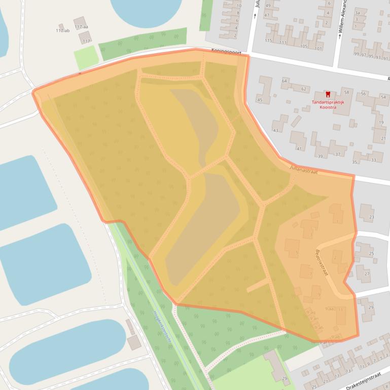 Kaart van postcodegebied 9744CZ.