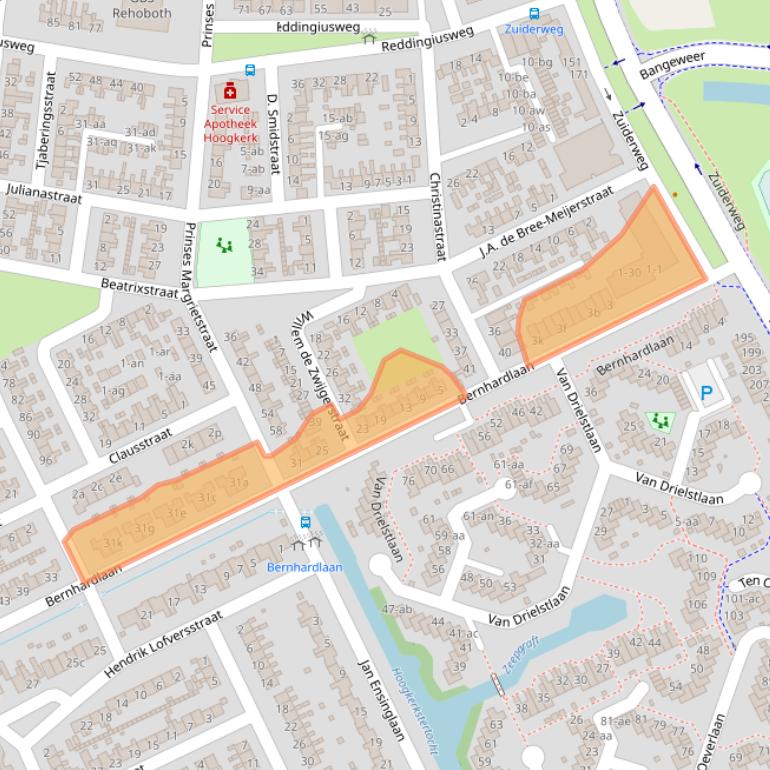 Kaart van postcodegebied 9744EK.