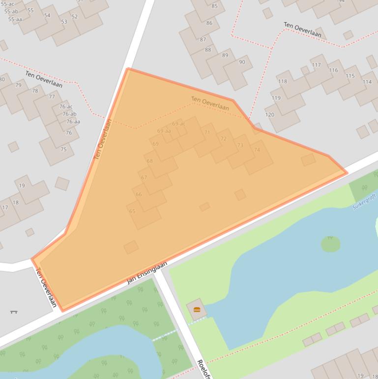 Kaart van postcodegebied 9744GJ.