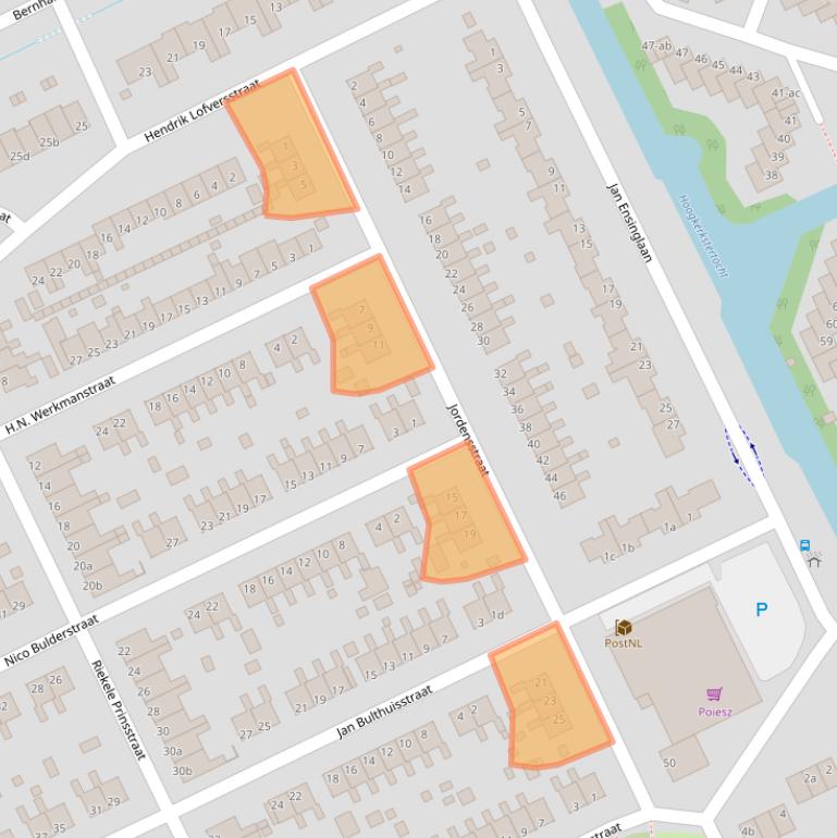 Kaart van postcodegebied 9744GS.
