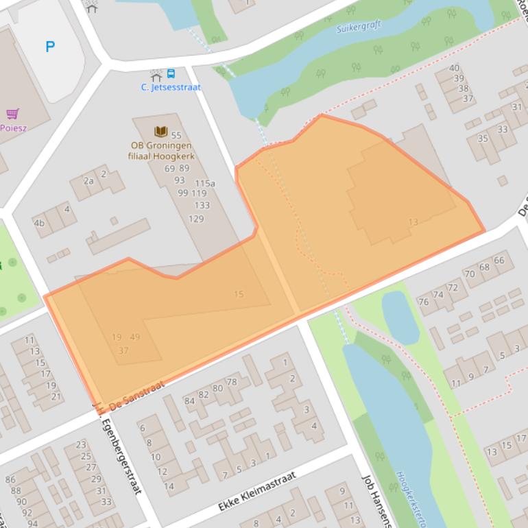 Kaart van postcodegebied 9744HW.