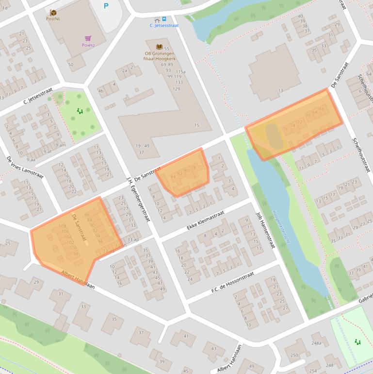 Kaart van postcodegebied 9744HZ.