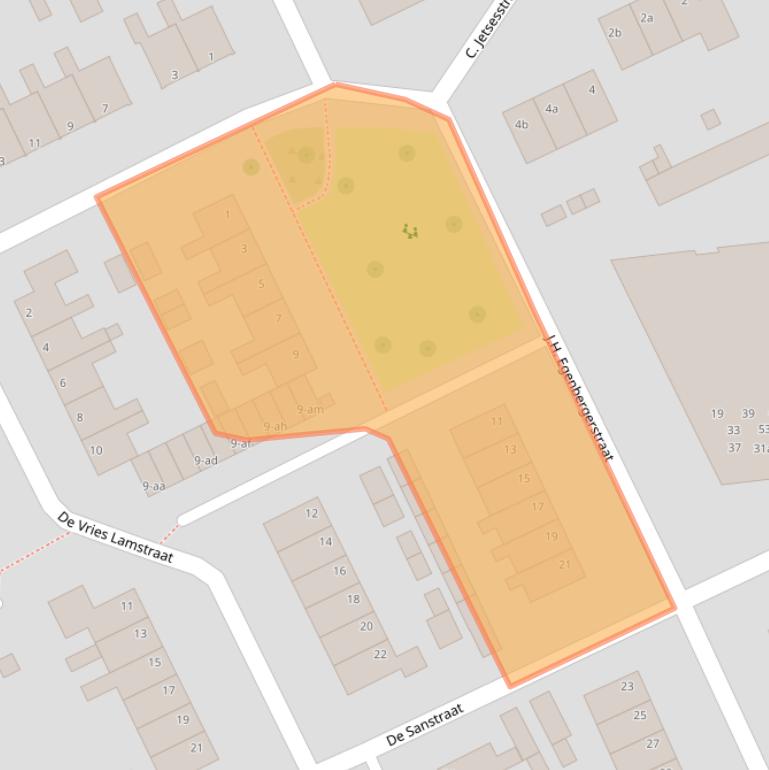 Kaart van postcodegebied 9744JA.