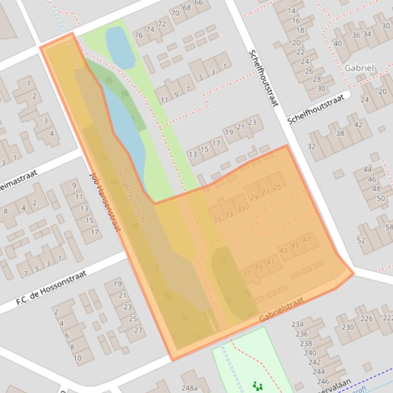 Kaart van postcodegebied 9744JJ.