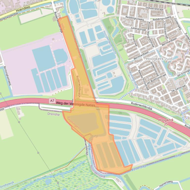 Kaart van postcodegebied 9744TH.