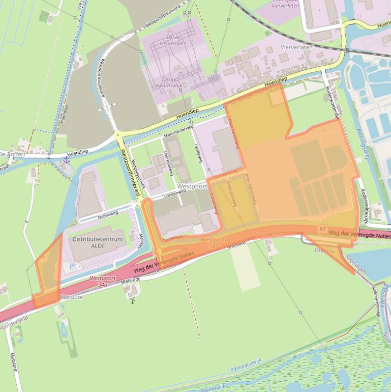 Kaart van postcodegebied 9744TJ.