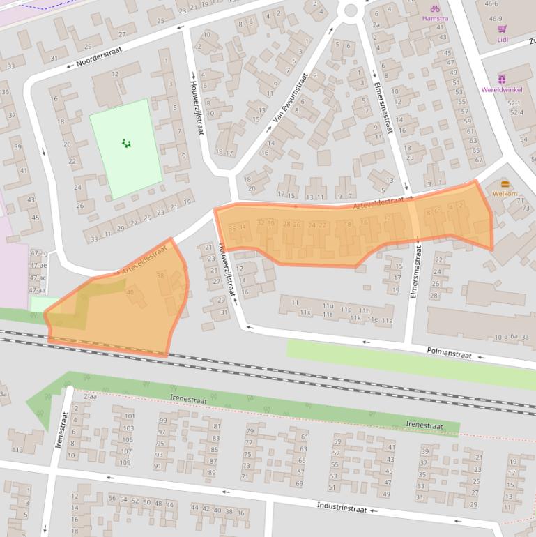 Kaart van postcodegebied 9745AX.