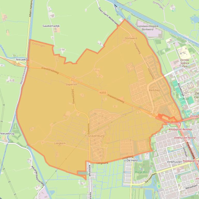 Kaart van postcodegebied 9746.