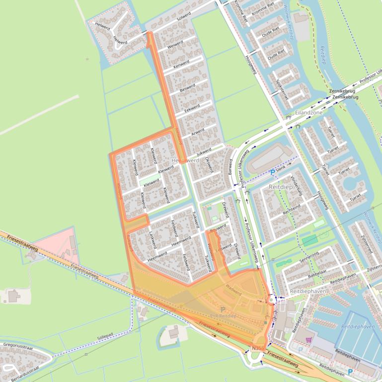 Kaart van postcodegebied 9746DC.