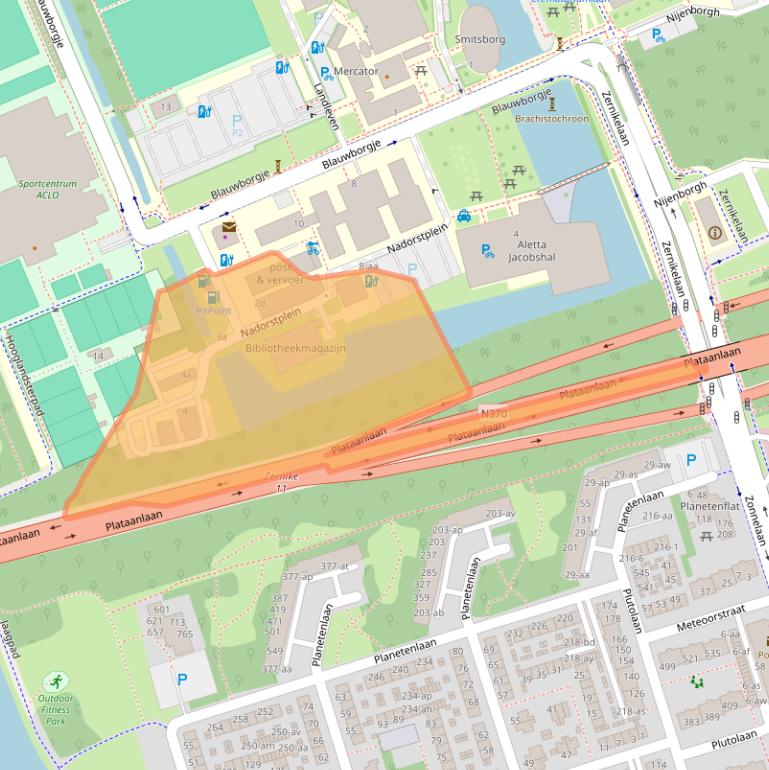 Kaart van postcodegebied 9747AB.