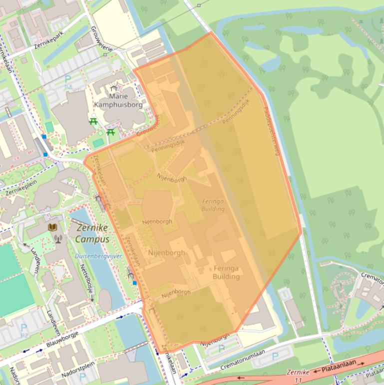 Kaart van postcodegebied 9747AG.