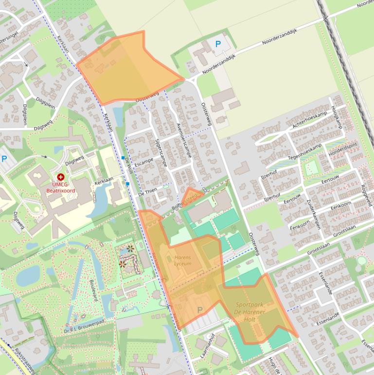 Kaart van postcodegebied 9751NL.