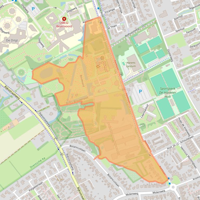 Kaart van postcodegebied 9751NN.