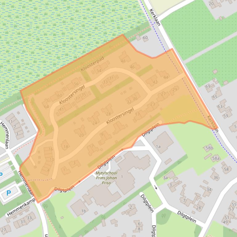 Kaart van postcodegebied 9751NZ.