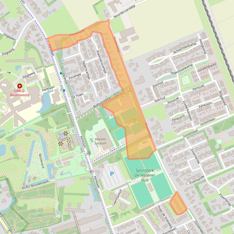 Kaart van postcodegebied 9751PK.