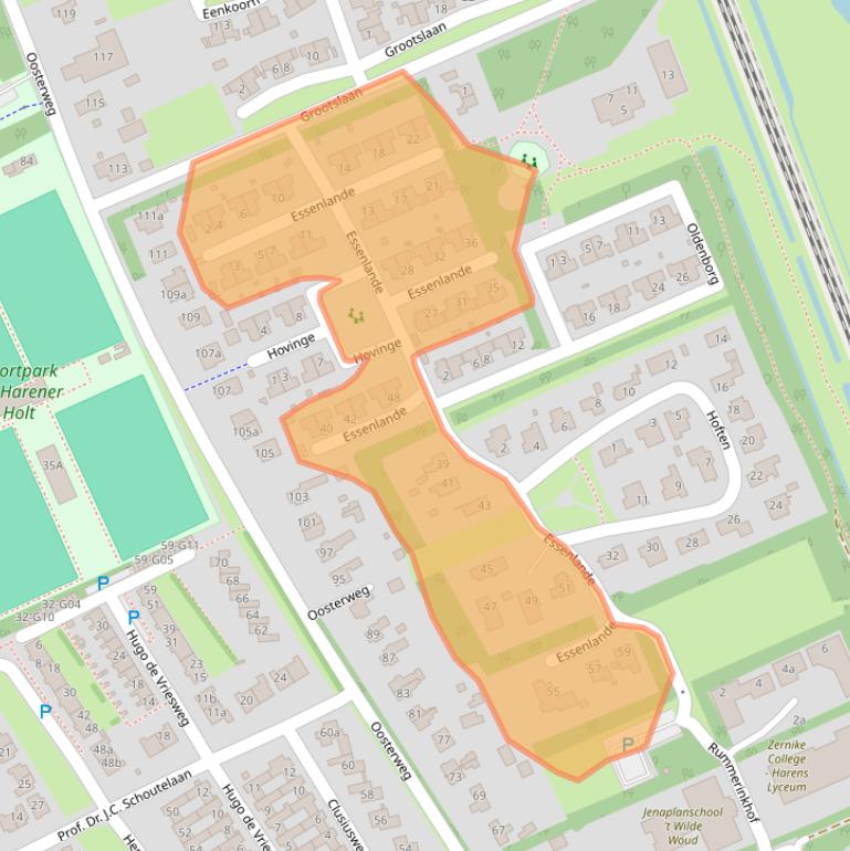 Kaart van postcodegebied 9751WB.