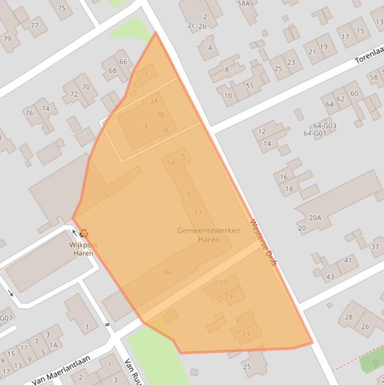 Kaart van postcodegebied 9752LA.