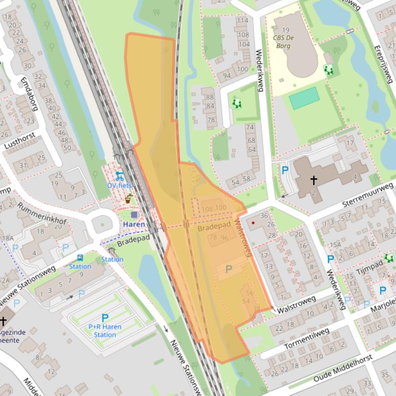 Kaart van postcodegebied 9753AM.
