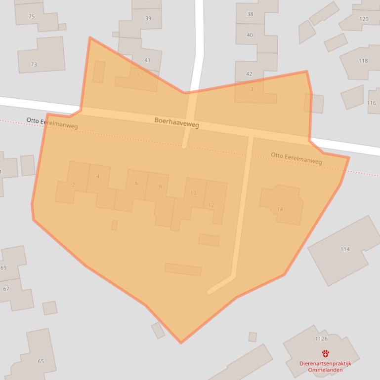 Kaart van postcodegebied 9761HB.