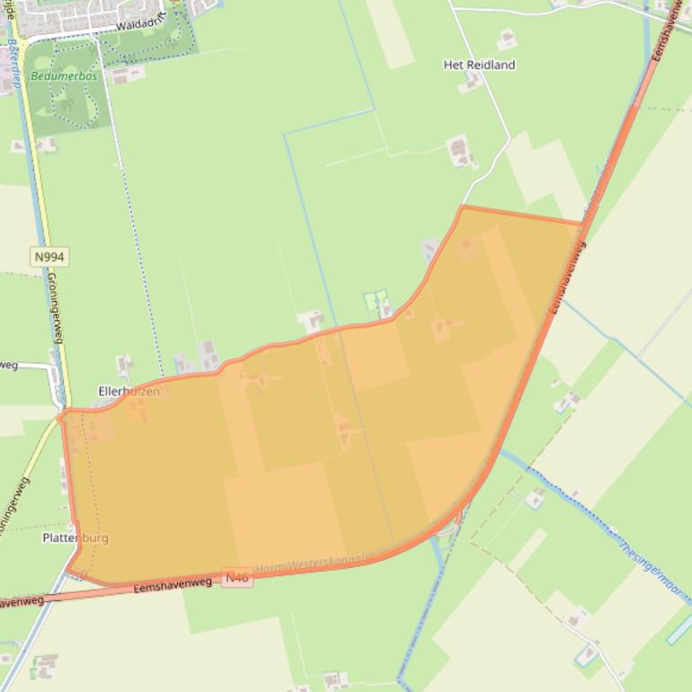 Kaart van postcodegebied 9781TS.