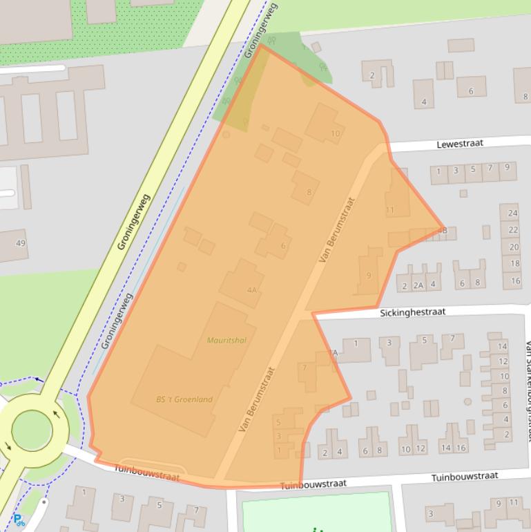 Kaart van postcodegebied 9785BG.