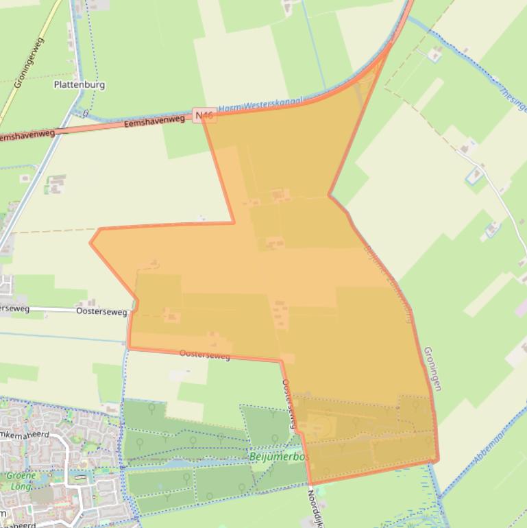 Kaart van postcodegebied 9785TB.
