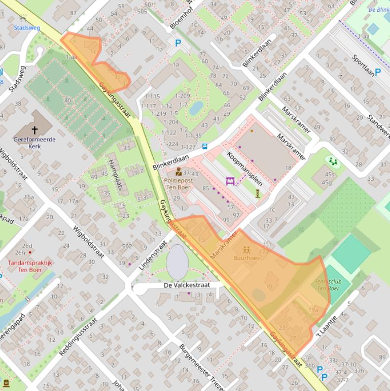 Kaart van postcodegebied 9791CE.