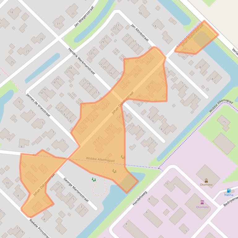 Kaart van postcodegebied 9791DJ.