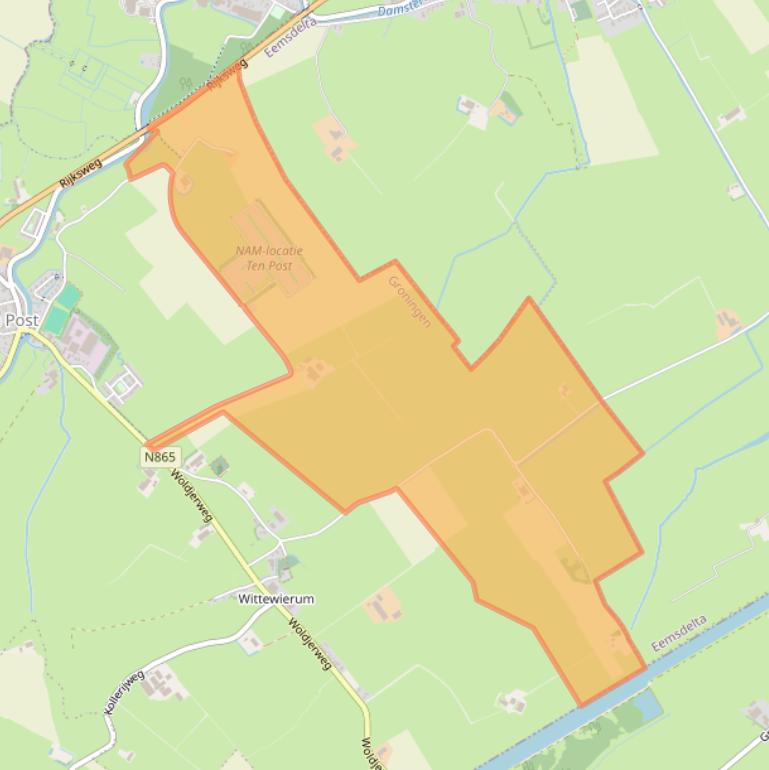 Kaart van postcodegebied 9792TB.