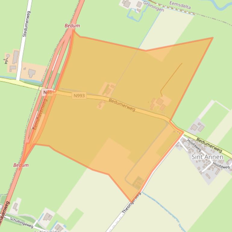 Kaart van postcodegebied 9796TC.