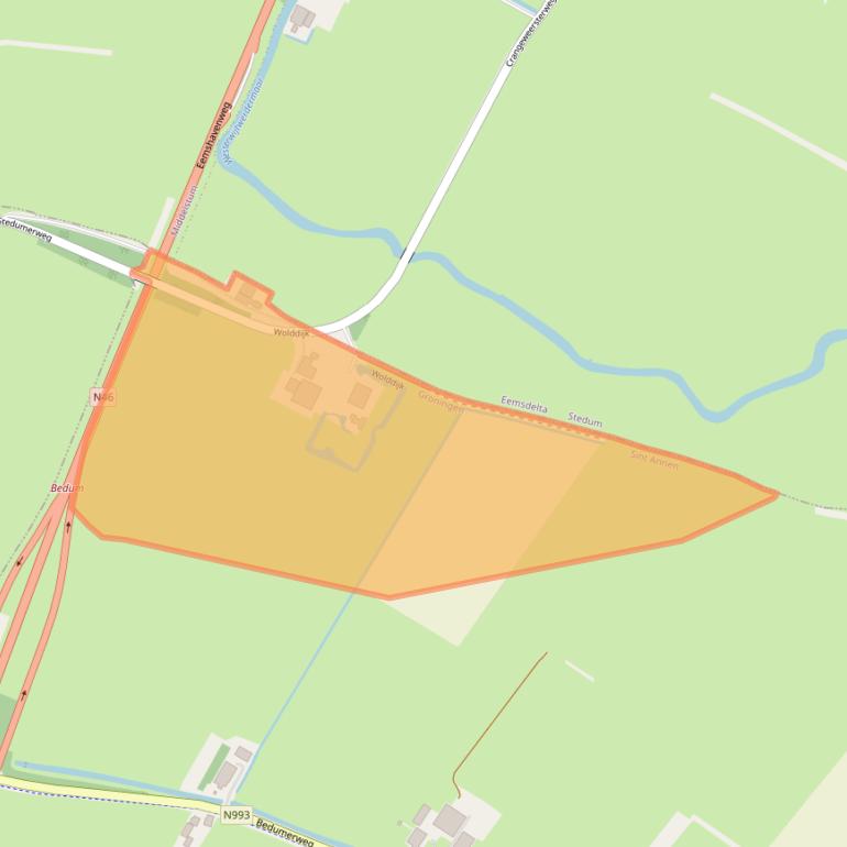 Kaart van postcodegebied 9796TD.