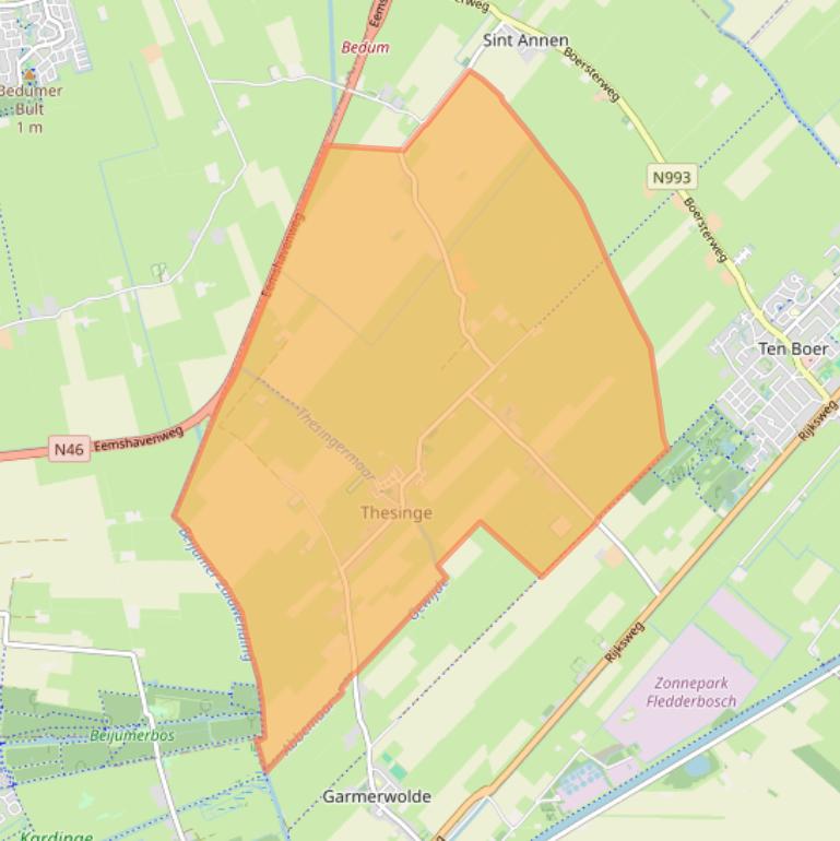 Kaart van postcodegebied 9797.