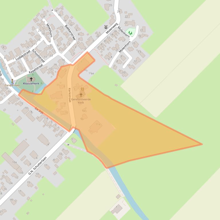 Kaart van postcodegebied 9797PD.