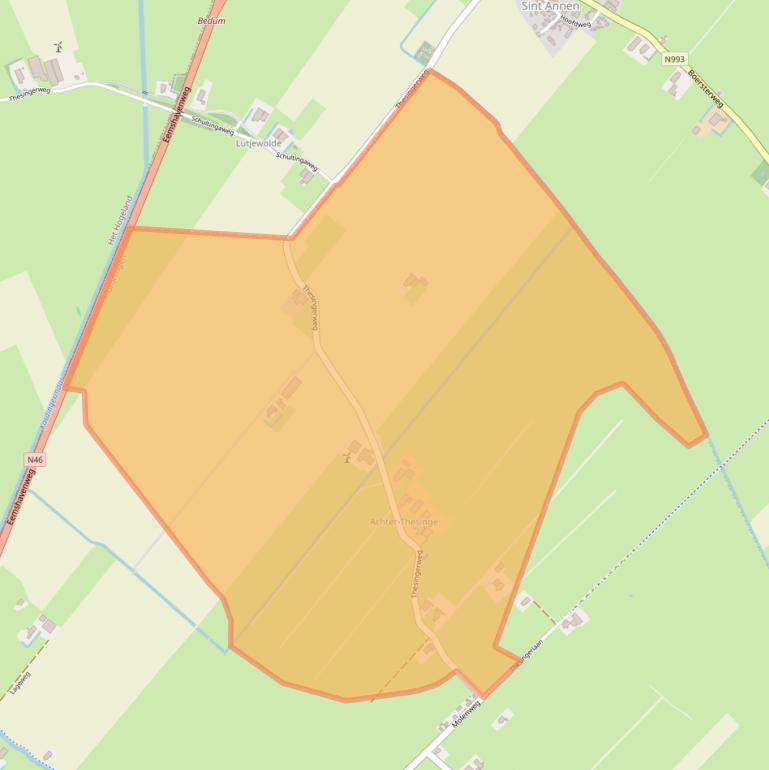 Kaart van postcodegebied 9797TG.