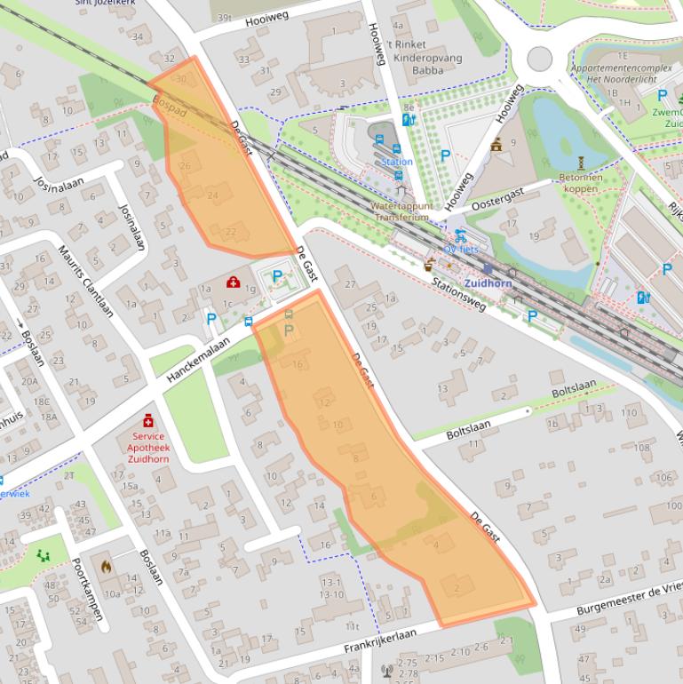 Kaart van postcodegebied 9801AD.